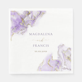 lavender lila bläck marble bröllop pappersservett