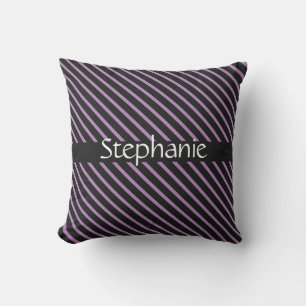 Lavender Lila Black White Custom Name Rand Kudde