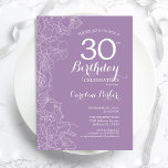 Lavender Lila Blommigt 30års födelsedag Party Inbjudningar<br><div class="desc">Inbjudan till partiet Lavender Lila Blommigt 30års födelsedag. Minimalistisk modern design med botaniska konturaccenter för teckning och typsnitt för typgrafiska skript. Enkel inbjudan-kortsperfekt för trendig för en snyggt kvinna på dagen firande. Kan anpassas till vilken ålder som helst. Skrivna Zazzle-inbjudningar eller digital utskrivbar mall för omedelbar nedladdning.</div>