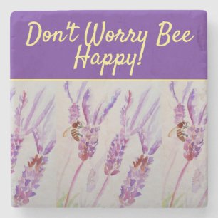 Lavender Lila Blommigt Art Bee Bee Lycklig G Stenunderlägg