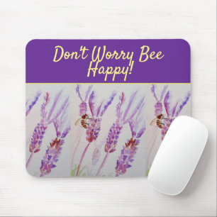 Lavender Lila Blommigt Art Oroa inte Bee Lycklig Musmatta