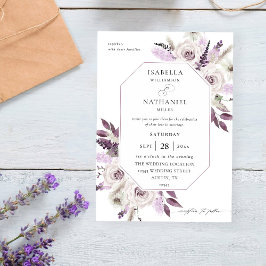 Lavender Lila Blommigt Bröllop Inbjudningar