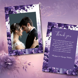 Lavender & Lila Blommigt Bröllop med Paris Eiffel Tack Kort