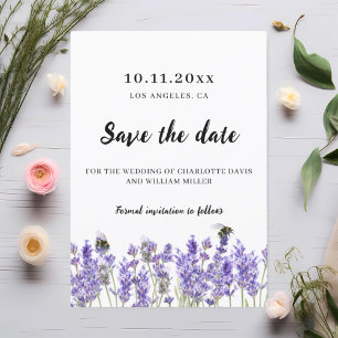 Lavender lila blommigt bröllop spara datum datumet