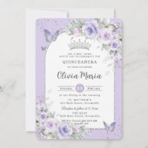 Lavender Lila Blommigt Butterflies Quinceañera