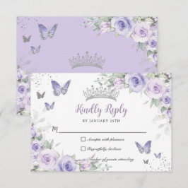 Lavender Lila Blommigt Butterflies Quinceañera OSA Kort