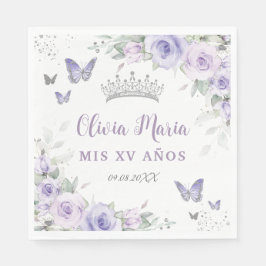 Lavender Lila Blommigt Butterflies Quinceañera Pappersservett