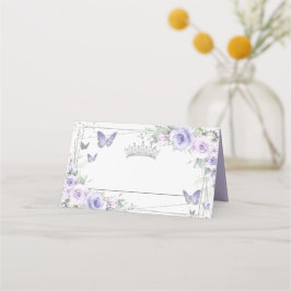 Lavender Lila Blommigt Butterflies Quinceañera Placeringskort