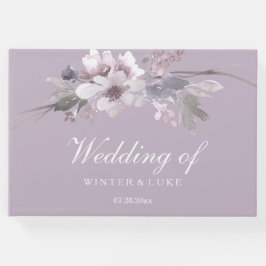 Lavender Lila Blommigt Elegant bröllop Guestbook Gästböcker