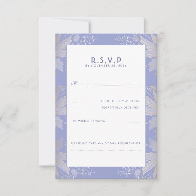 Lavender Lila Blommigt Elegant bröllop OSA kort (Framsida)