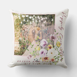 Lavender Lila Blommigt lyckligtvis allt efter Kudde
