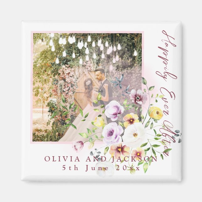  Lavender Lila Blommigt lyckligtvis allt efter Magnet (Framsidan)