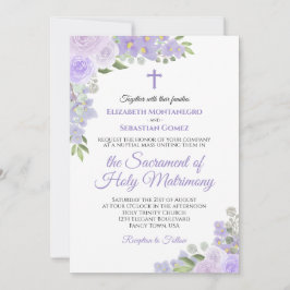Lavender Lila Blommigt Modern katolska Bröllop Inbjudningar
