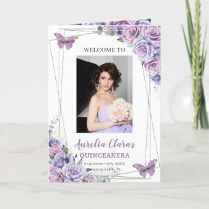 Lavender Lila Blommigt Quinceanera Events Padrinos Program