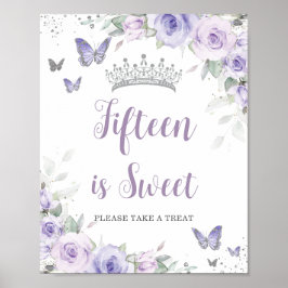 Lavender Lila Blommigt Quinceañera Treat Favor Poster