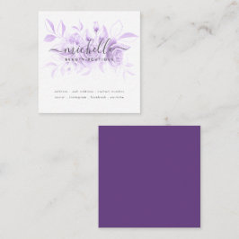 Lavender Lila Blommigt Script Beauty Boutique Fyrkantigt Visitkort