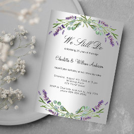Lavender lila blommigt silver vow förnyelse bröllo inbjudningar