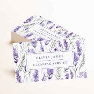 Lavender Lila Blommigt Städning Maid Housekeeper Visitkort