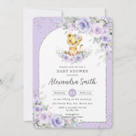 Lavender Lila Blommigt Sweet Lejonare Unge Baby Sh Inbjudningar