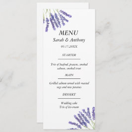 Lavender Lila Blommigt Watercolor Bröllop Food Meny