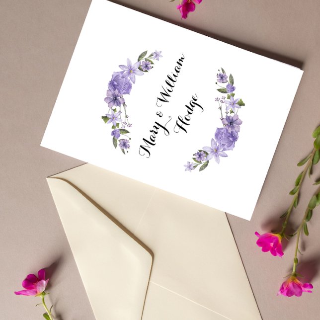 Lavender lila blommigtar 50:e bröllop-årsdagen inbjudningar (Skapare uppladdad)