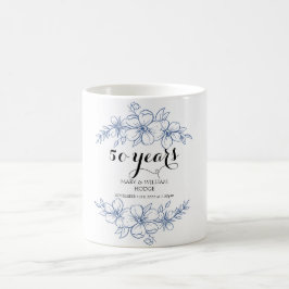 Lavender lila blommigtar 50:e bröllop-årsdagen kaffemugg