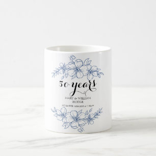 Lavender lila blommigtar 50:e bröllop-årsdagen kaffemugg