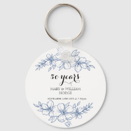 Lavender lila blommigtar 50:e bröllop-årsdagen nyckelring