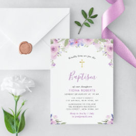 lavender lila blommor baptism inbjudningar