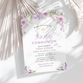 Lavender lila blommor i första heligan inbjudningar