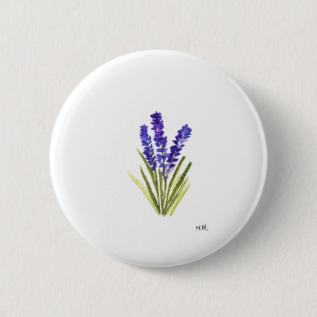 Lavender lila blommor örter - trädgårdsfärg knapp (Framsida)