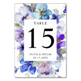 Lavender Lila Blue Navy Blommigt Bröllop Bordsnummer