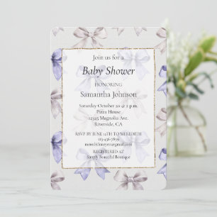 Lavender Lila Bows Baby Shower Inbjudningar