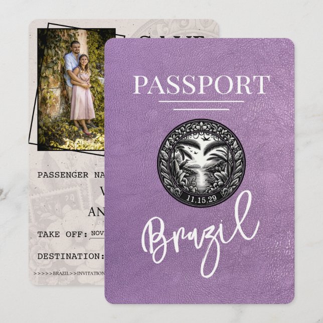 Lavender Lila Brasilisiskt pass Spara datum Datumet (Fram/baksida)