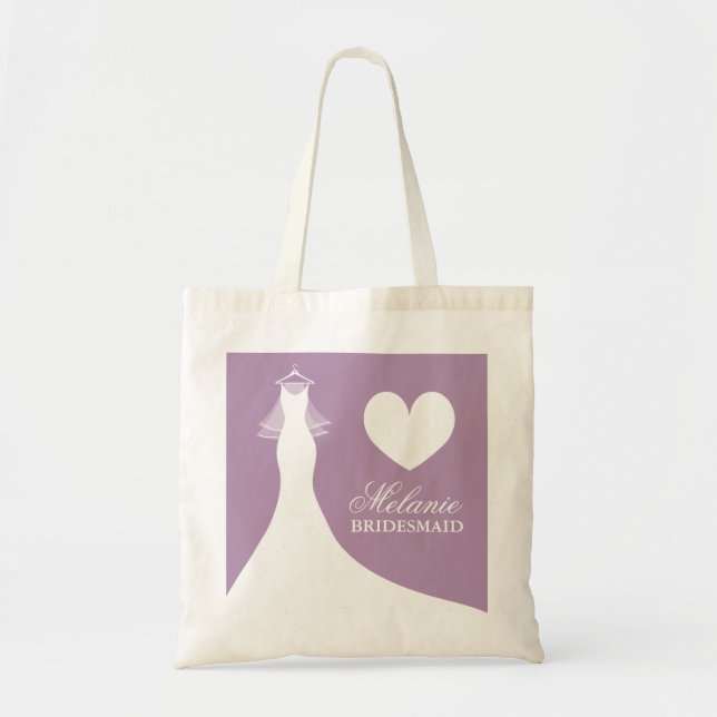 Lavender lila bröllop tote bags för brudgummar tygkasse (Framsidan)