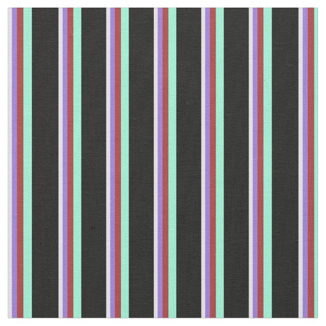 Lavender, Lila, Brown, Aquamarine & Black Linjer Tyg (Närbild)