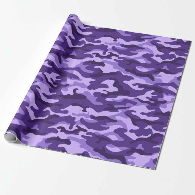 Lavender Lila Camouflage Stil Presentpapper (Utrullad)