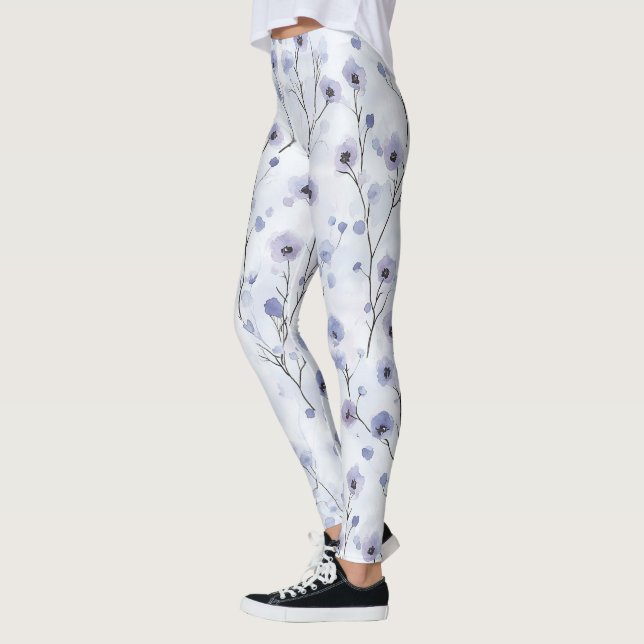 Lavender Lila Chic Flowers Leggings (Vänster)