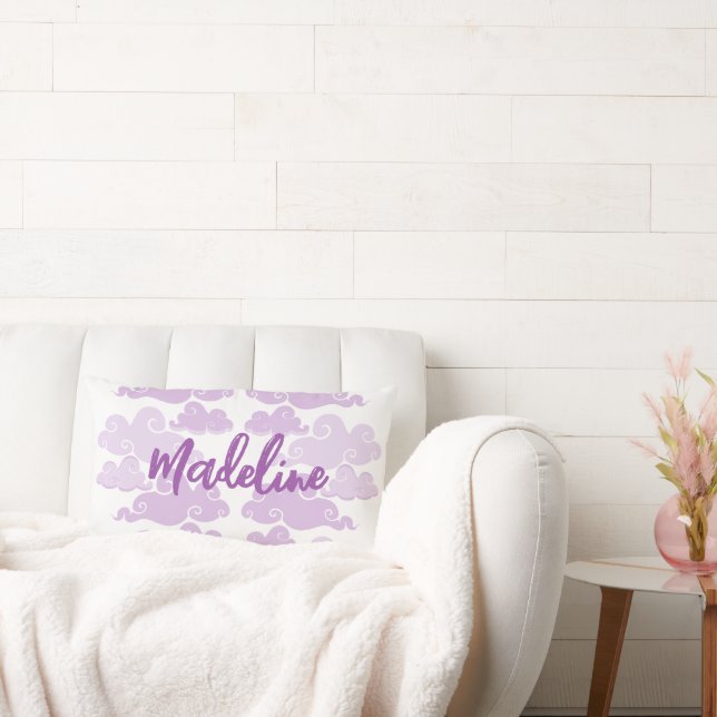 Lavender Lila Chinoiserie Cloud Namn Lumbarkudde (Soffa)