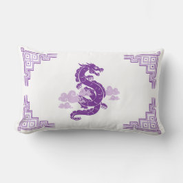 Lavender Lila Chinoiserie Dragon and Clouds Lumbarkudde