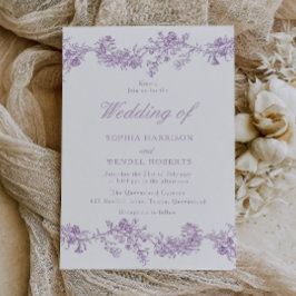 Lavender Lila Chinoiserie Elegant bröllop Inbjudningar