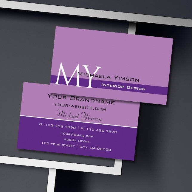 Lavender Lila Classic med Monogram-Professionell Visitkort (Skapare uppladdad)