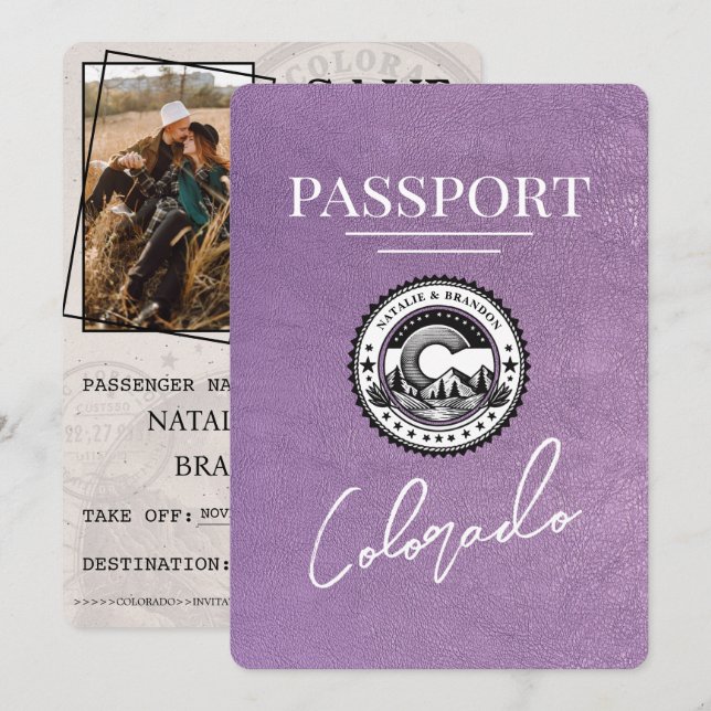 Lavender Lila Colorado Passport Spara datum Datumet (Fram/baksida)