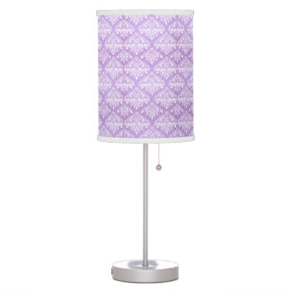 Lavender Lila Damask Stil Bord / Desk Lampa