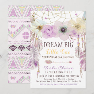 Lavender & Lila Dream Catcher Boho Birthday Inbjudningar