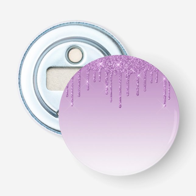 Lavender Lila Dripping Glitter Flasköppnare (Framsidan)