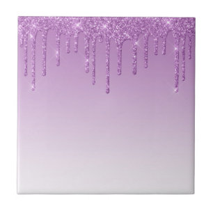 Lavender Lila Dripping Glitter Kakelplatta