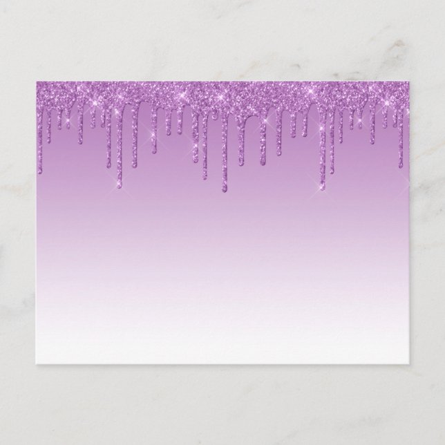 Lavender Lila Dripping Glitter Vykort (Framsida)