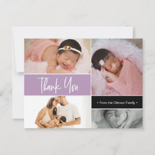 Lavender Lila Flicka Photo collage Birth Vykort