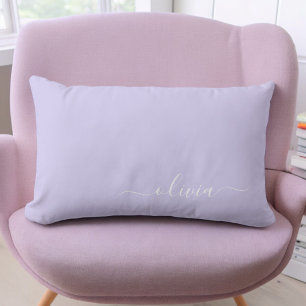Lavender Lila Girly Script Monogram Namn Modern Lumbarkudde